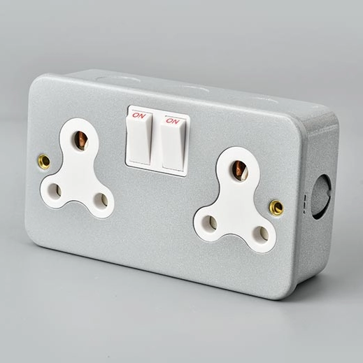 an electrical junction box with two sockets and two switches
